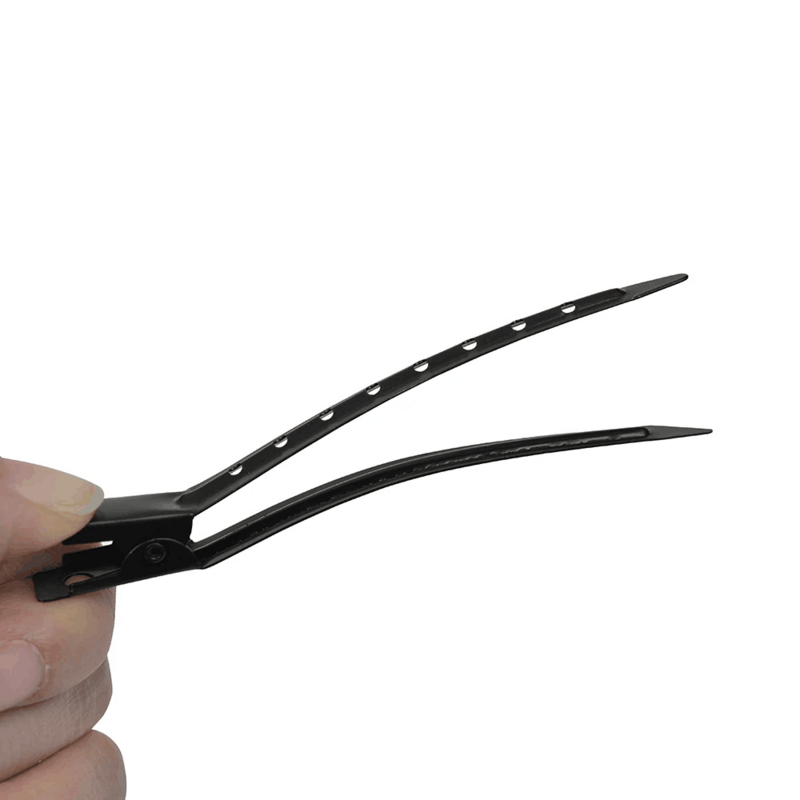 20 buah klip keriting buaya logam hitam 3.5 inci klip rambut tagihan bebek dengan klip penataan lubang untuk ekstensi rambut Salon