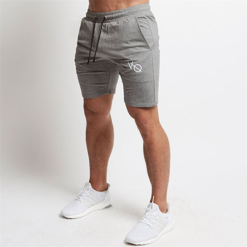 Cotton khaki Slim shorts Fashion Casual Men's quarter pants Embroidered Fitness Sweatpants Jogger running exercise menswear