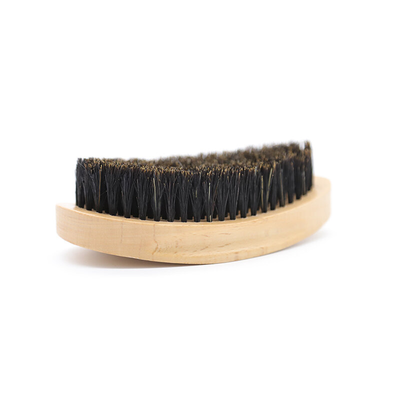 Cepillo de Barba ondulado para hombres, peine de cerdas de jabalí, corona curvada, peine de Barba de madera, herramientas de afeitado, 360