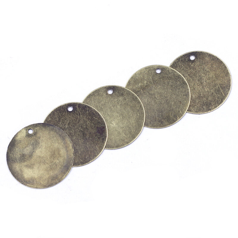 30Pcs Stamping Tag Filigrana Wraps Bronze Tone Rodada Liga Em Branco Saco Decoração Ornamento Jóias DIY Descobertas 20mm(6/8 ")