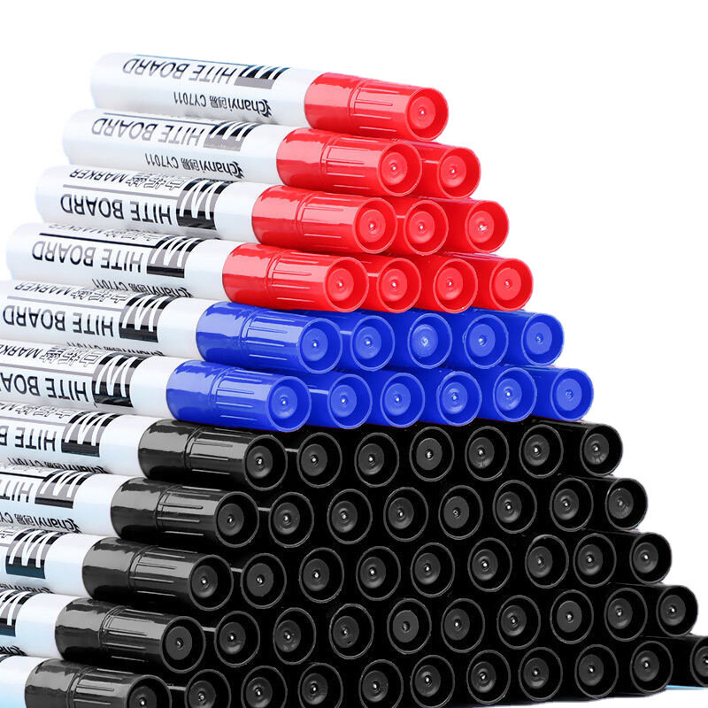 Waterborne Whiteboard Marker Pen, Crude Nib, Marcadores Canetas, Material Escolar, Papelaria, Preto, Azul, Tinta Vermelha, 10Pcs por Conjunto