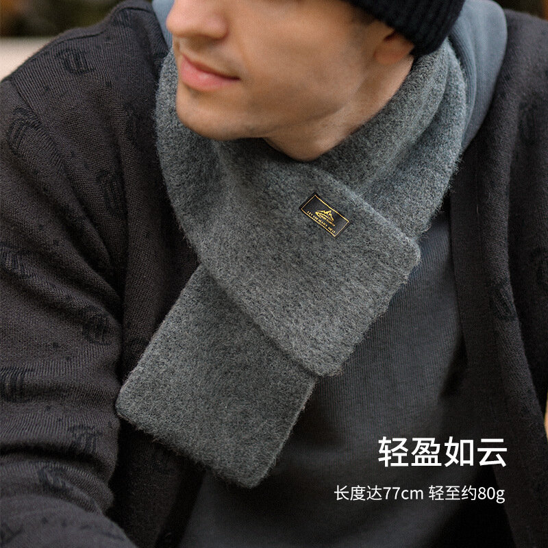 Bufanda de punto de lana de imitación de Mohair para hombre, bufanda ligera de lujo, Color sólido cálido, tendencia versátil, moda de otoño e invierno
