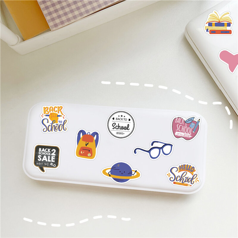 50pcs Cute Cartoon Back To School Stickers Kids Toy Waterproof Graffiti For Laptop Guitar Water Bottle Bicycle Car Decals