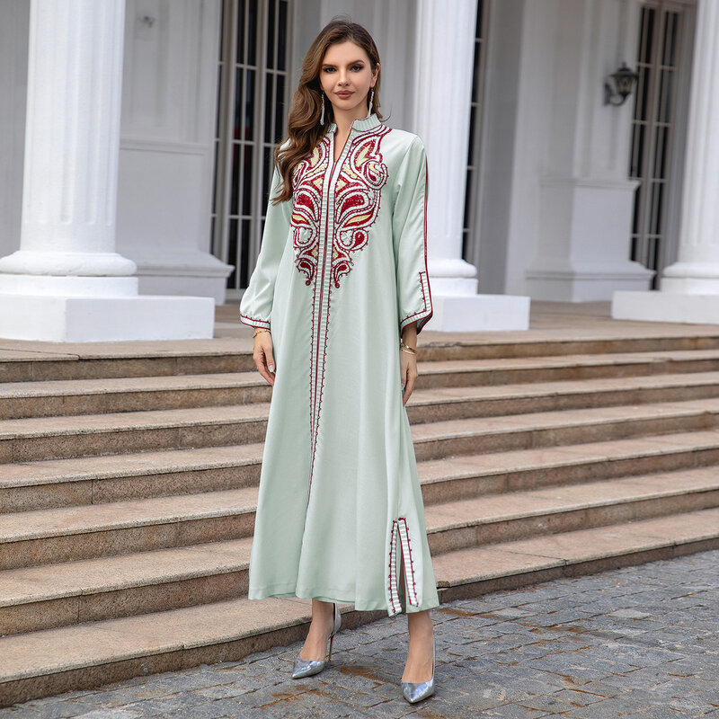 Hoge Kwaliteit Geborduurde Abaya Casual Avondjurk Voor Vrouwen Nieuwe Elegante Moderne Maxi Jurk Losse Islam Vrouwen Moslim Kleding