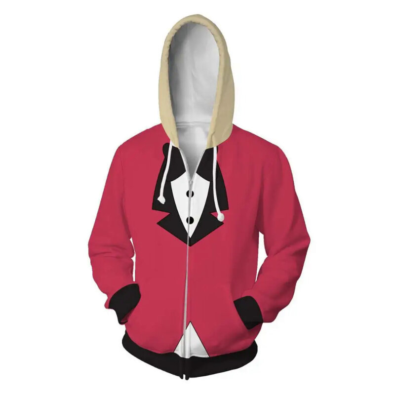 New Movie TV Hazbin Hotel Cosplay Costume Alastor Mimzy Dust Angel Cosplay Anime Hoodie Sweatshirt Jacket Coat Men Women Top