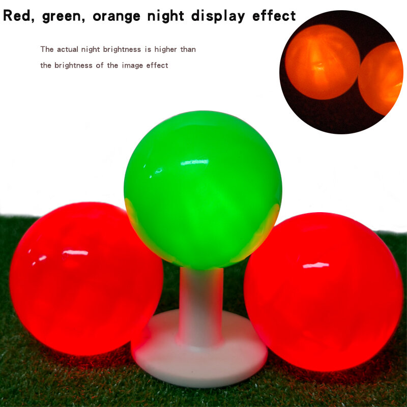 Bola de golfe LED para prática noturna, luminescência forçada, super brilhante, ao ar livre, 3 cores, bola de golfe para golfistas, presente, 1 pc