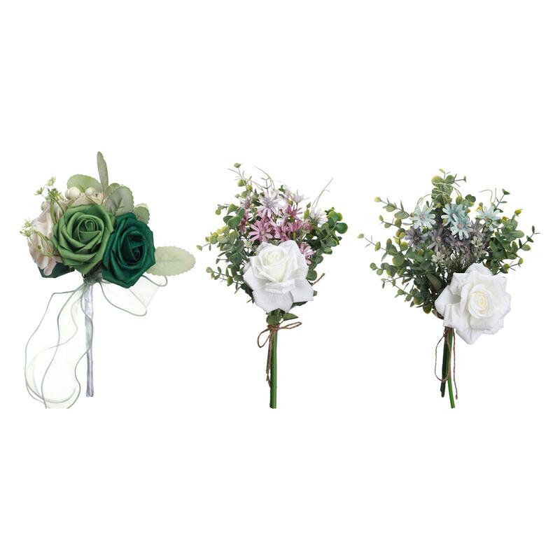 Ramo de flores artificiales, ramos de boda de estilo rústico elegante para Ceremonia de ducha nupcial, Día de San Valentín, novia