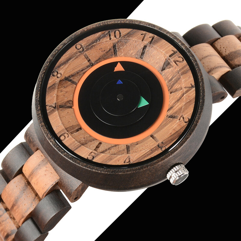 Relógios de madeira para homens e mulheres, Relógio quartzo, Presentes personalizados, 44m