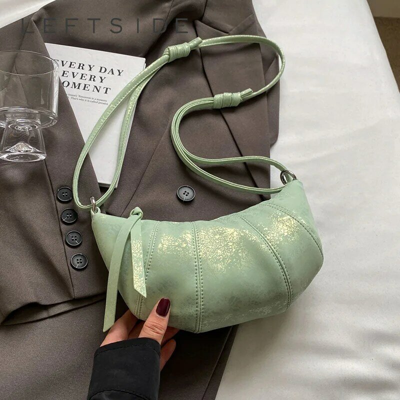 Solid Color Crossbody Bags for Women 2024 Summer Korean Fashion Green Handbags and Purses PU Leather Small Shoulder Bag