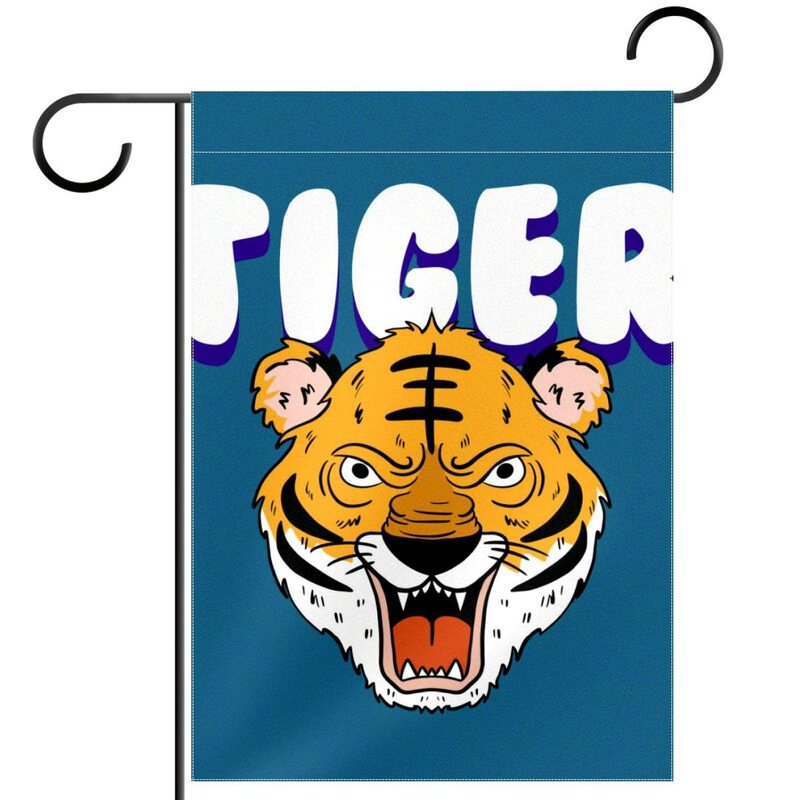 Desenhos animados Tiger Garden Flag Lovely Animal Quintal Bandeira Yellow Beast Wildlife Dupla Face Poliéster Outdoor Casa Varanda Decor Flags