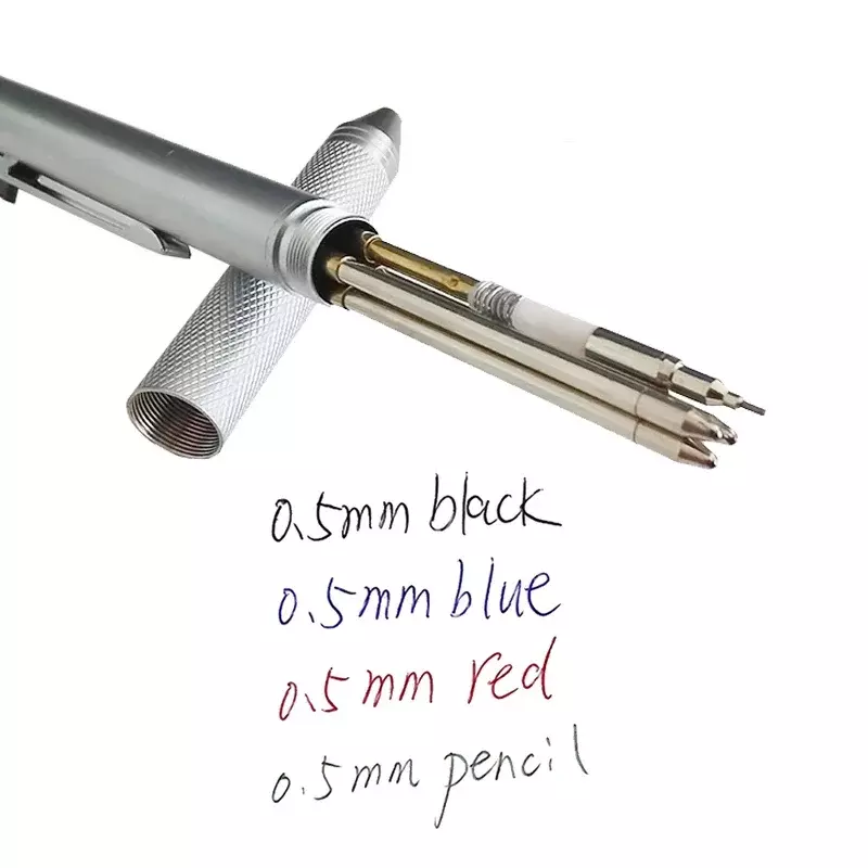 3色のボールペンリフィルと自動鉛筆を備えた4 in1マルチカラーメタルペン学生学用品文房具ギフト