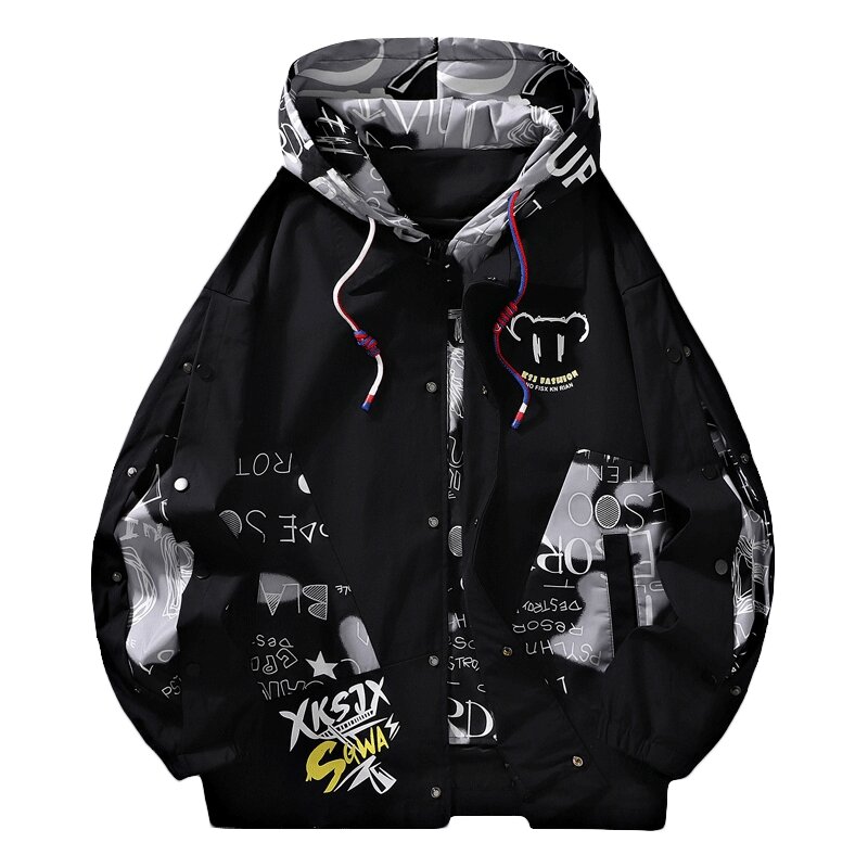 Мужская модная куртка с капюшоном в стиле хип-хоп, Корейская уличная одежда для мужчин, модная свободная облегающая мужская куртка из Джерси, новинка на весну и осень
