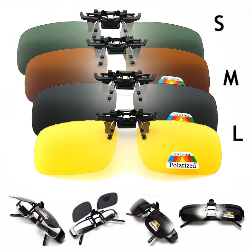 Поляризованные солнцезащитные очки с клипсой, 4 цвета, серые линзы, зажим, УФ 380, для вождения, рыбалки, ночного видения, зажимы для очков