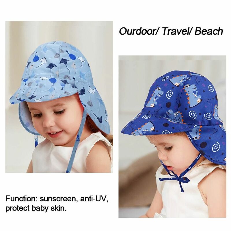 Sunscreen Adjustable Boy Girl Children Bucket Hats Sun Hat Wide Brim Cap UV Protection