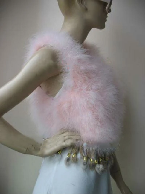 Casaco de colete de pele de avestruz feminino, Colete macio macio com borla, Inverno quente