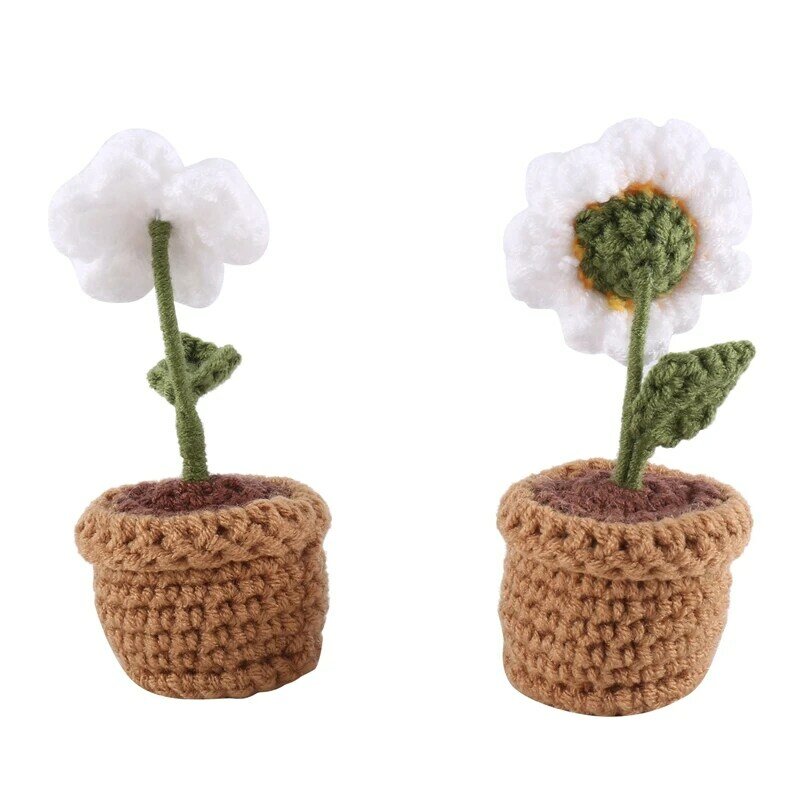 5 Pcs Hand-Woven Potted Flower Products For Home Decoration, Finished Product (Multi-Color)