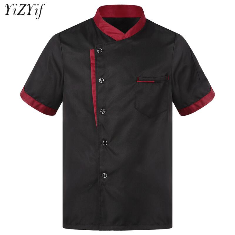 Uniforme da cuoco da uomo ristorante Hotel Kitchen Cook camicia a maniche corte panetteria mensa giacca da lavoro cappotto Unisex abbigliamento da lavoro top