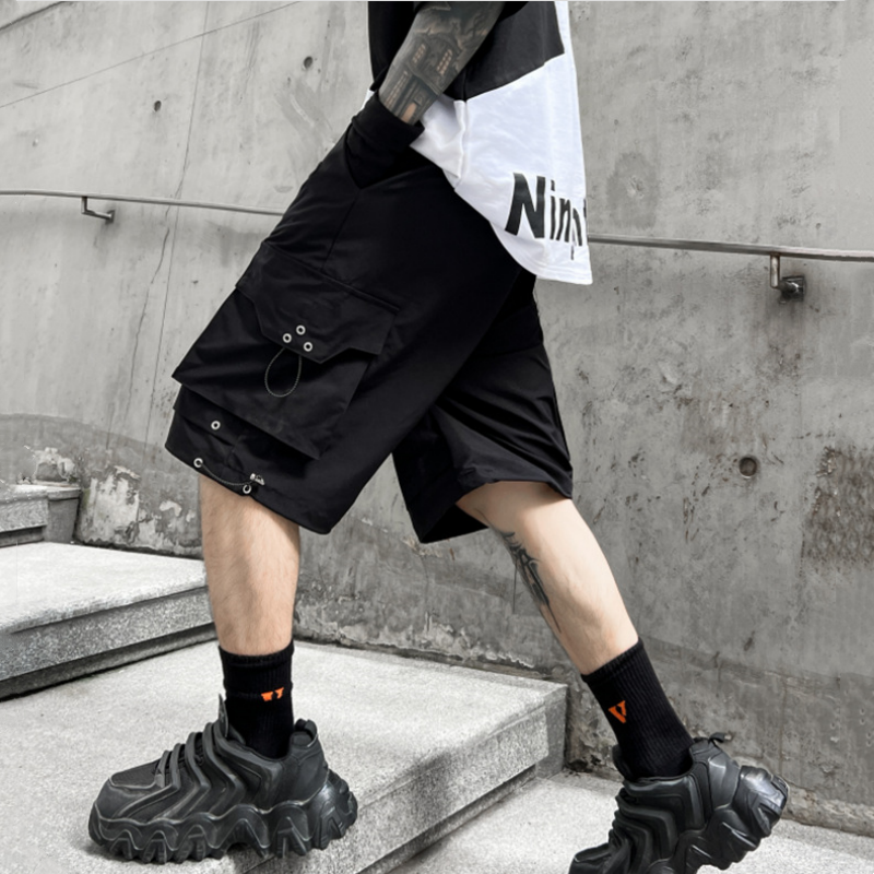Мужские летние шорты-карго в техническом стиле Y2K, тактические прямые укороченные брюки с несколькими карманами, летние шорты, 2024