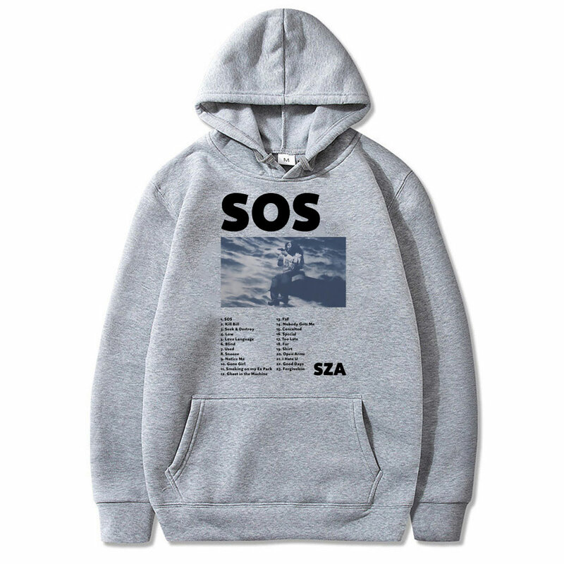 Rapper SZA SOS Graphic Hoodie Men Women Hip Hop Oversized Sweatshirt Tops Men's Fashion Vintage Streetwear Unisex Fleece Hoodies