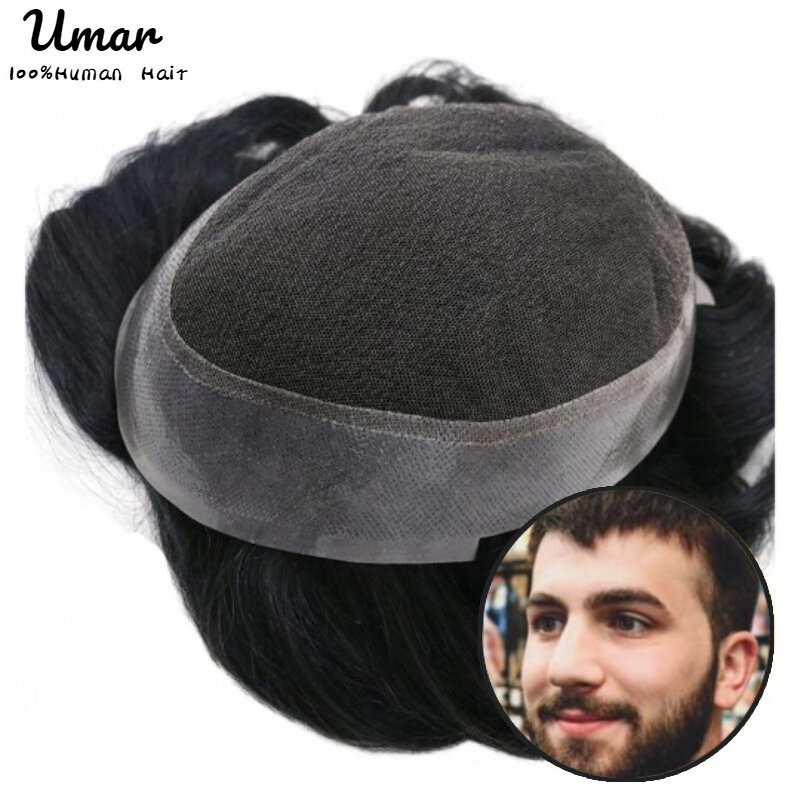 Tupé de prótesis de cabello para hombres, Peluca de Base de PU de encaje suizo, unidad de sistema de reemplazo de línea de cabello Natural para hombres