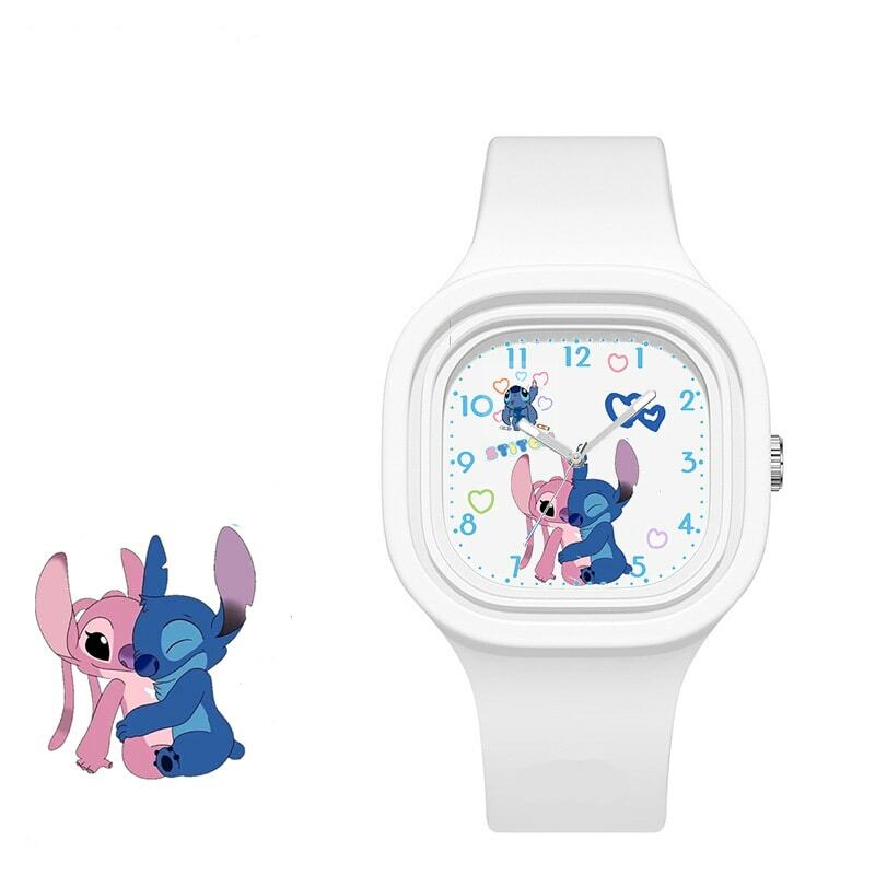 Disney Stitch-reloj de cuarzo para niños y niñas, accesorio de Anime, Mickey y Minnie