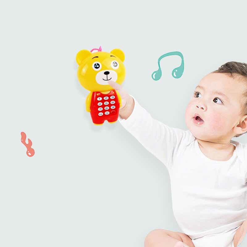 Bonito tigre urso animal brinquedos de telefone celular com música leve, simulação telefone, quebra-cabeça do bebê, máquina de educação precoce para crianças