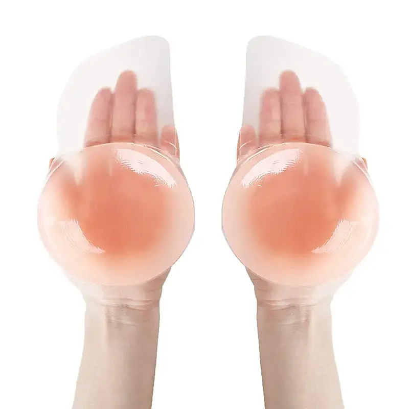 Sujetador adhesivo Invisible de silicona para mujer, cobertura de pezón, pegatina de realce de pecho, pétalos de pecho, reutilizable, sin tirantes, 1 par