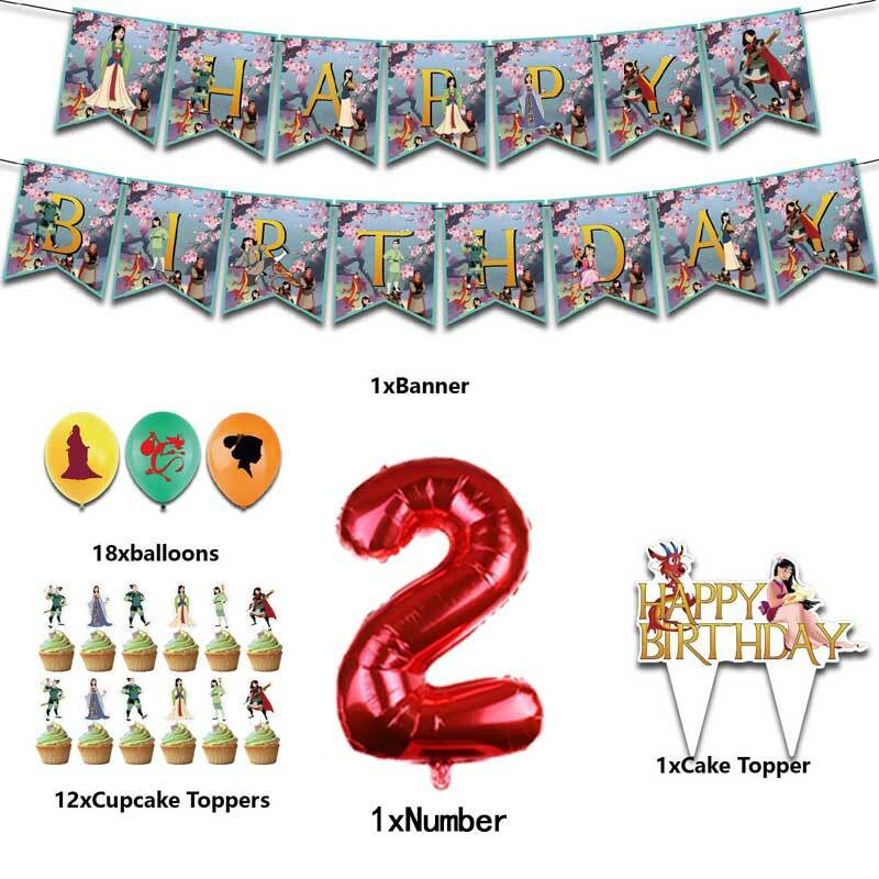 Disney Mulan Theme Balloons Birthday Party Decorations Large Foil Ballon Baby Shower For Kids Toys Girl Gifts Home Decor