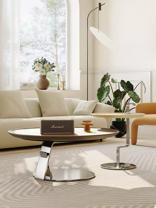 Mesa de té combinada de acero inoxidable para sala de estar, diseño privado, diseño Original, café, hogar