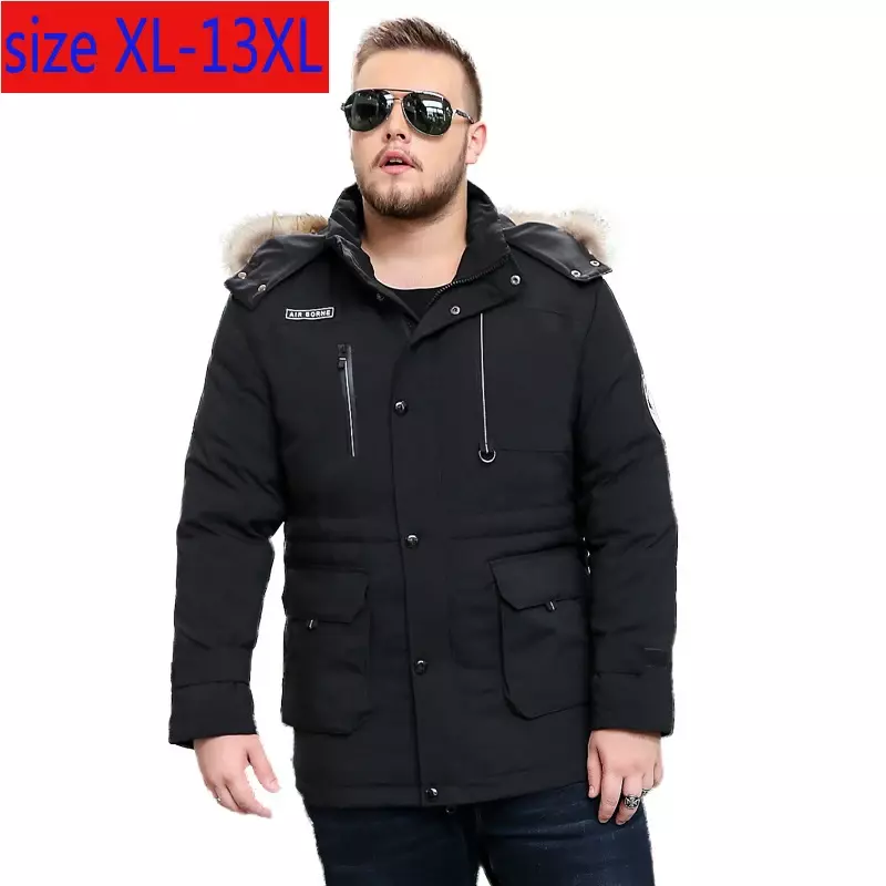 New Arrival Fashion Obese Men Down Jacket Extra Large Plush Coat White Duck Down Thick Casual Plus Size XL-8X9XL10XL11XL12XL13XL