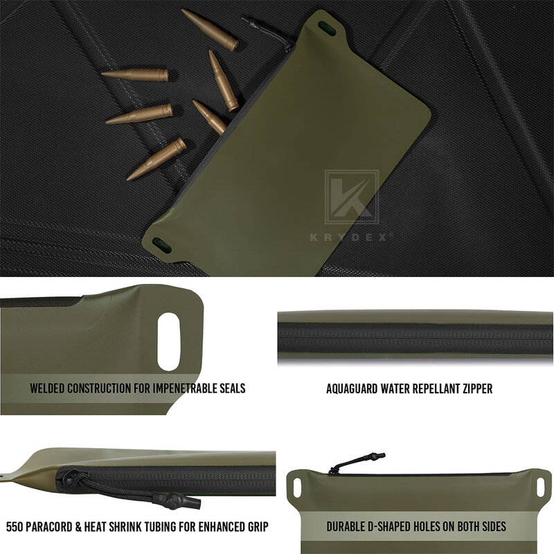 KRYDEX Hunting Waterproof Pouch Tool Gear Zippered Outdoor Tactical Organizer Travel Bag Multi-Purpose Range Camo Storage Bag