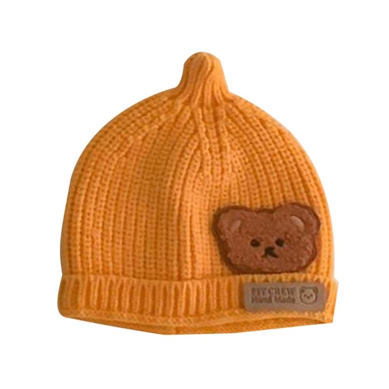 겨울 따뜻한 모자 어린이 귀여운 부드러운 아기 보닛 모자 소년 소녀를위한 수 놓은 만화 곰 모자 신생아 크로 셰 뜨개질 니트 모자