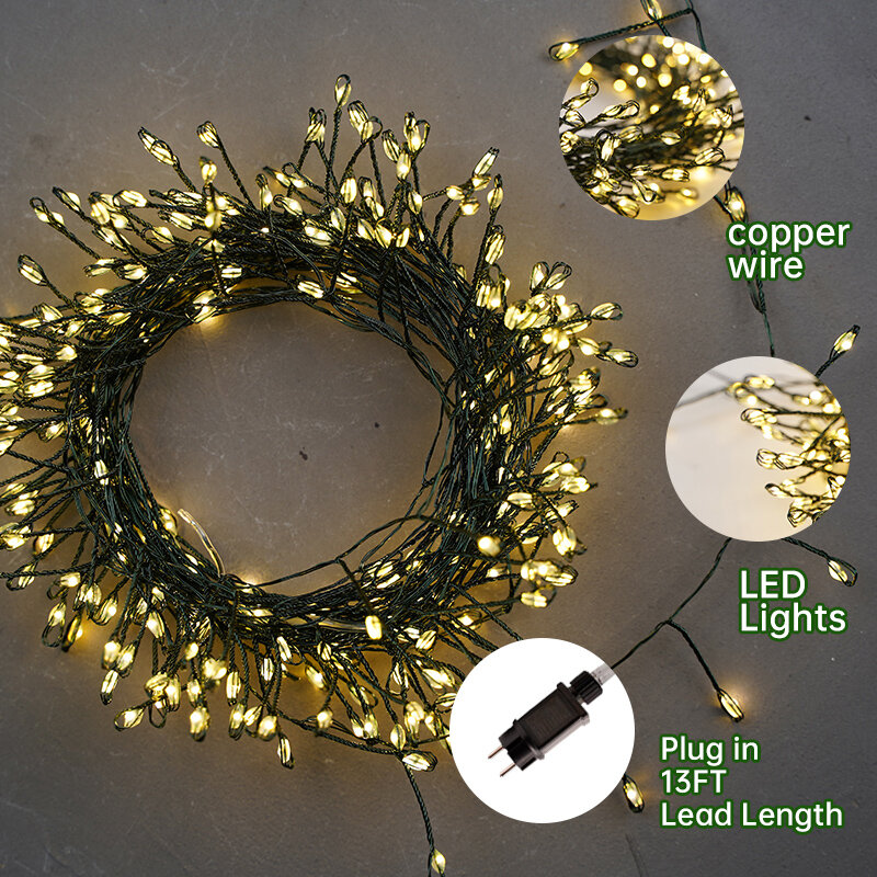 18M Cluster Christmas String Lights LED Outdoor Decoration Garland Fairy Light Holiday Lighting Halloween Party Wedding New Year
