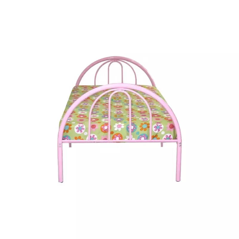 Klasyczne metalowe łóżko z Brooklynu, podwójne, różowe, najlepszy prezent dla dzieci