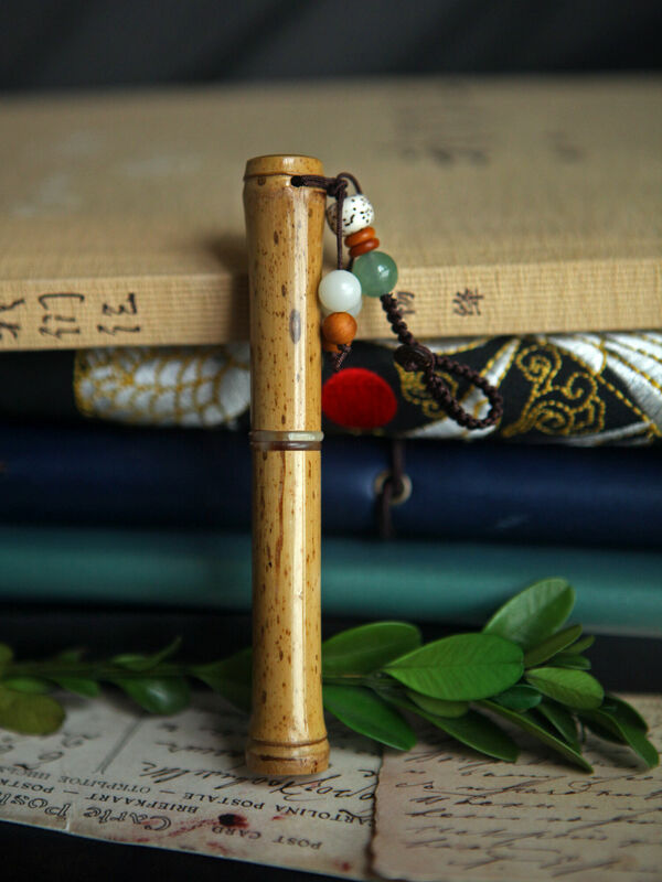 Mini stylo d'écriture portable en verre de bambou tacheté, fait à la main