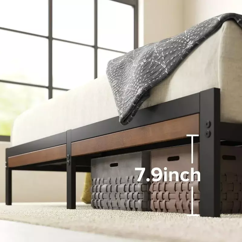 Schlafzimmer möbel Bambus Metall Plattform Bett rahmen mit Kopfteil/keine Feder erforderlich/einfach zu montieren, groß, braun