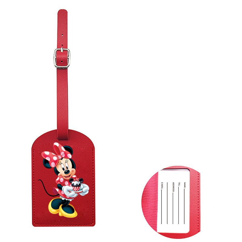 Disney Mickey Minnie Mouse Luggage Tag Men Women Suitcase Tag PU Airplane Boarding Children's Labels Travel Ticket  Accessories