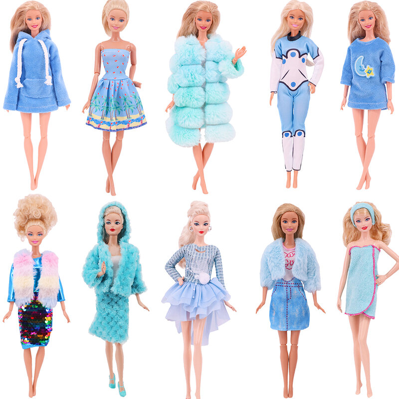 Кукольная синяя одежда, модное пальто, брюки, платье, искусственная кожа, подходит для шарнирных кукол 30 см и кукол 11,5 дюйма, подарок, аксессуары для кукол для девочек