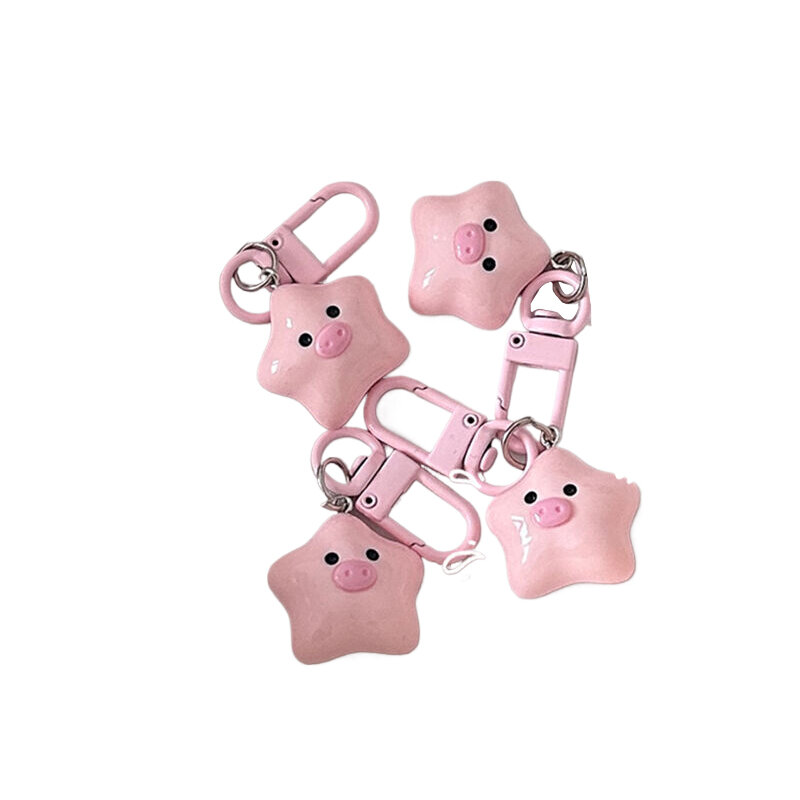 Kawaii Star Piggy portachiavi simpatico cartone animato animale rosa portachiavi Girly portachiavi borsa da scuola ciondolo custodia per cuffie accessori