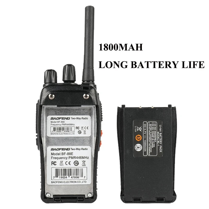 Baofeng-walkie-talkie BF-88E PMR, comunicador de mano, 5W, 446MHz, 16 canales, Radio bidireccional para conversación de larga distancia