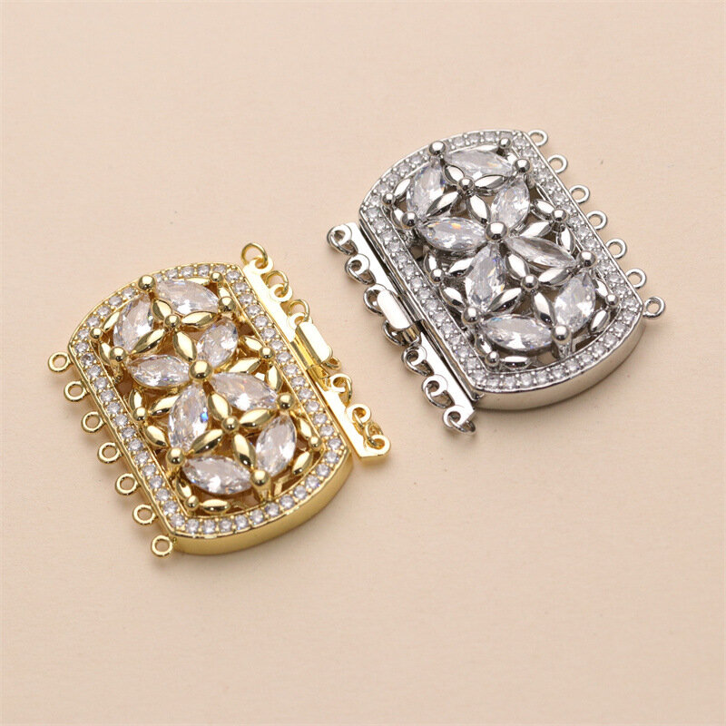 more strings white/ yellow oblong zircon  wholesale clasps/hooks FPPJ FOR DIY Jewelry