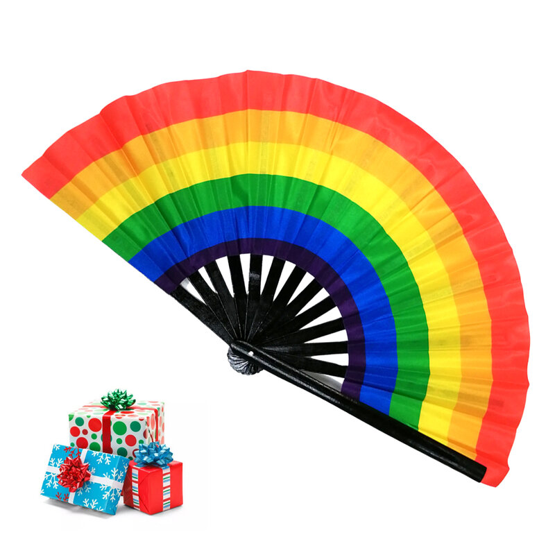 พัดลมพัดลมแบบพับได้ดีเจลายหัวกะโหลกสำหรับวันฮาโลวีน LGBT พัดเกย์ภูมิใจสายรุ้งพัดลมแบบพับได้กังฟูจีน