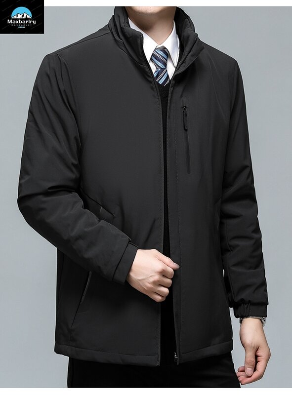Зимняя мужская куртка, Повседневная модная однотонная Короткая Толстая теплая куртка с капюшоном, куртка на белом утином пуху, Мужская одежда, Новинка