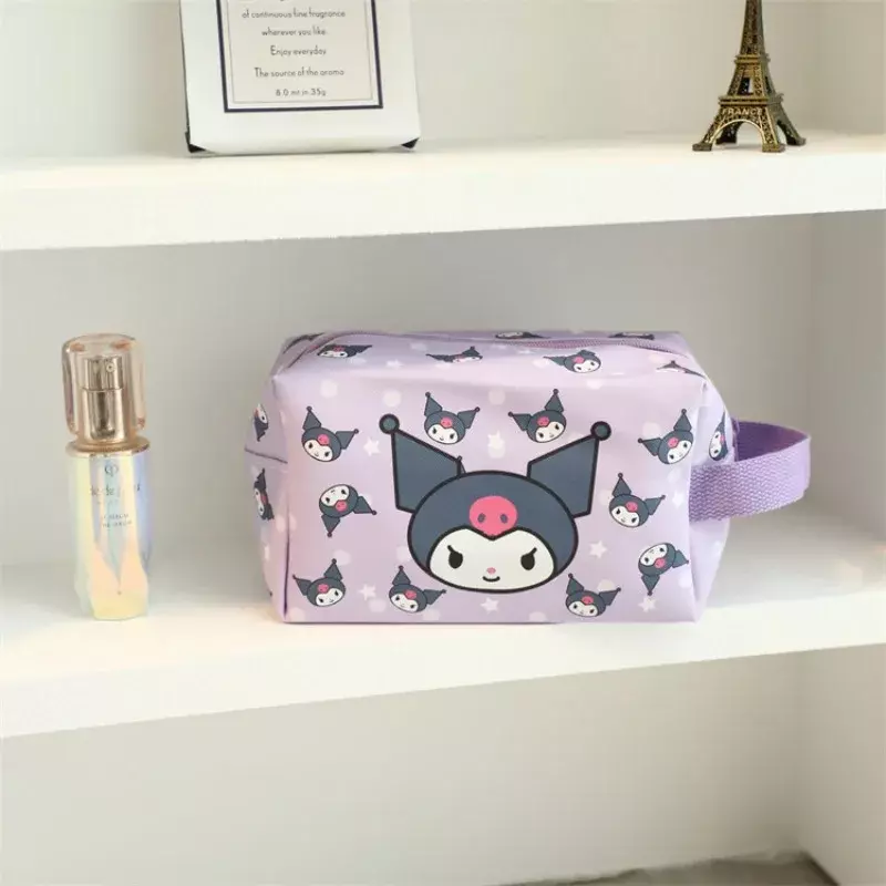 Bolsa de cosméticos Kawaii Sanrio Hangyodon Kuromi Hello Kitty, estuche de lápices de dibujos animados lindo, portátil, corazón femenino, estuche de lápices de alta capacidad