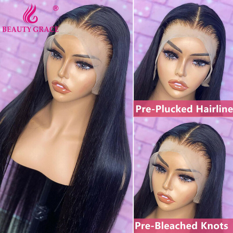 Glueless Wigs Human Hair Lace Frontal Wig Brazilian Straight Human Hair Wig HD 13X4 Lace Front Wig 4X4 Gluless Wig Ready To Wear