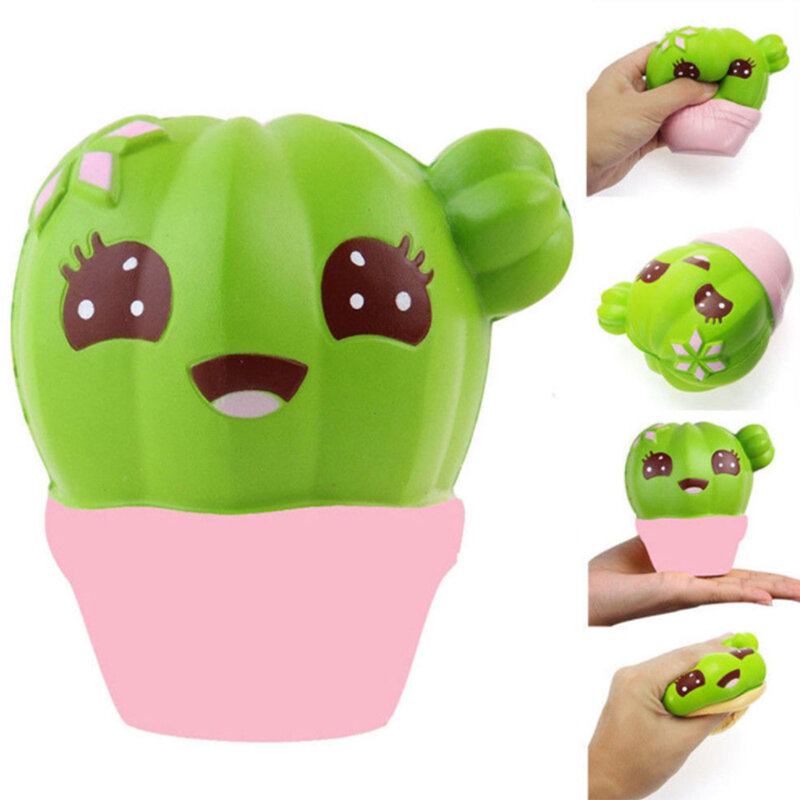 Cute Jumbo Cactus Squishy Simulation Plant Slow Rising Soft Squeeze Toy Cream Scented Stress Relief For Kid Xmas Fun Gift