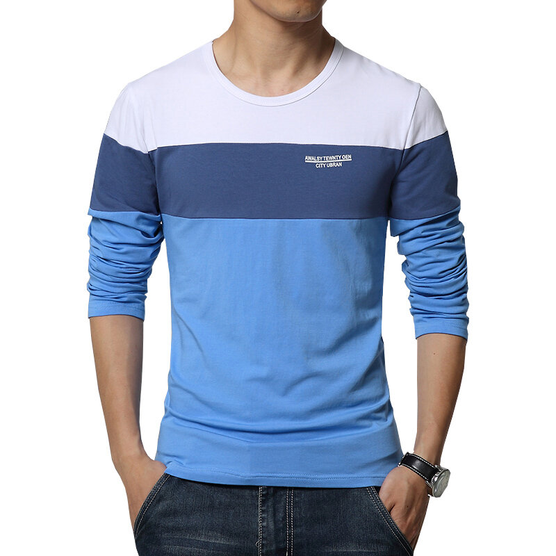 Camiseta de manga larga con cuello redondo para hombre, ropa de tendencia, de talla grande, M-5XL