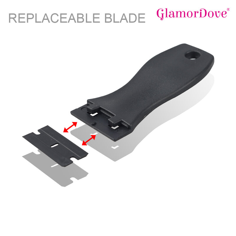 Plastic Razor Blade Scraper Plastic Razor Scraper Tool with 10pcs Blades Hair Extension Tool for Removing Adhesive Labels
