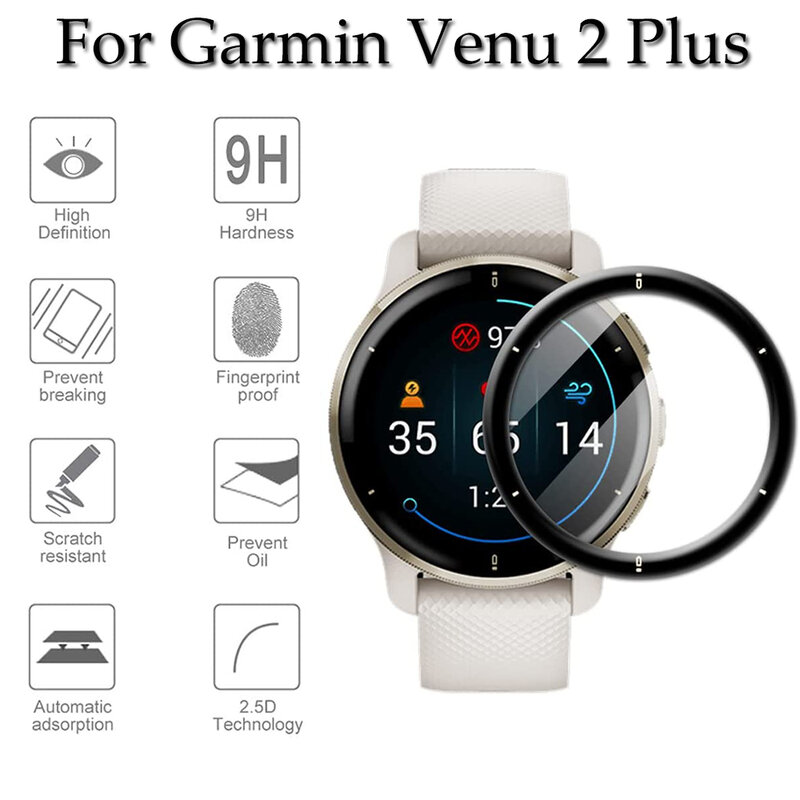 Película protectora de pantalla suave curvada 3D para Garmin Venu 2 Plus, cubierta protectora de reloj inteligente para Garmin Venu2 Plus (no de vidrio)