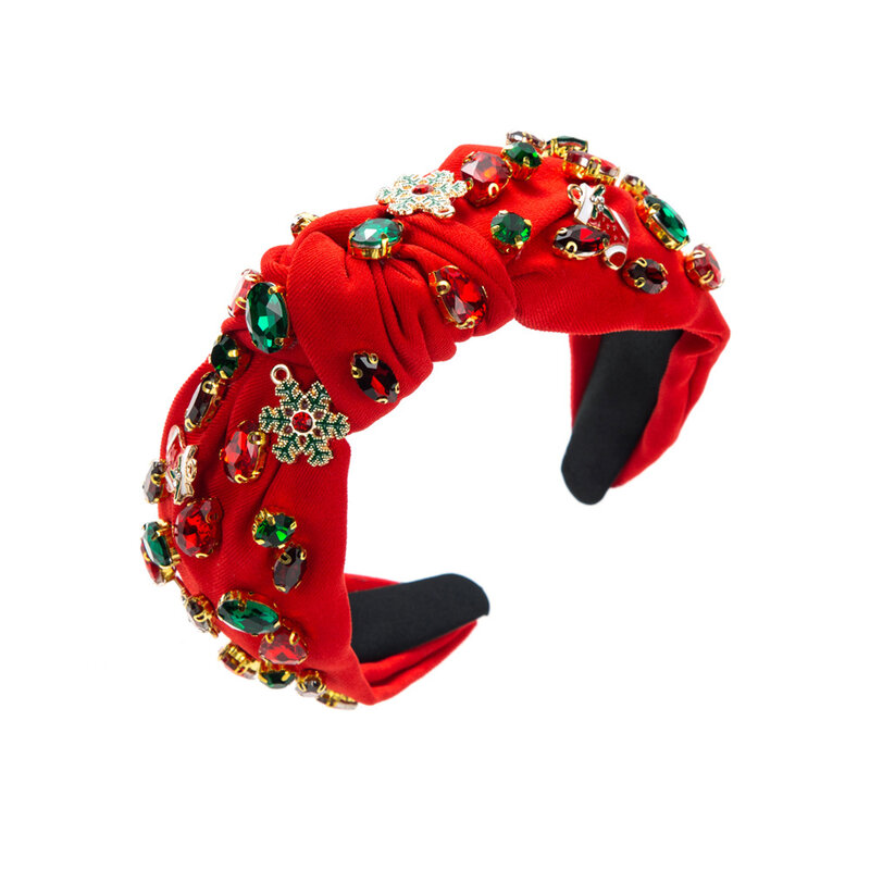 Europe and America Knot Christmas Tree Snowflake Headband High Quality Diamond-Embedded Holiday Hair Accessories